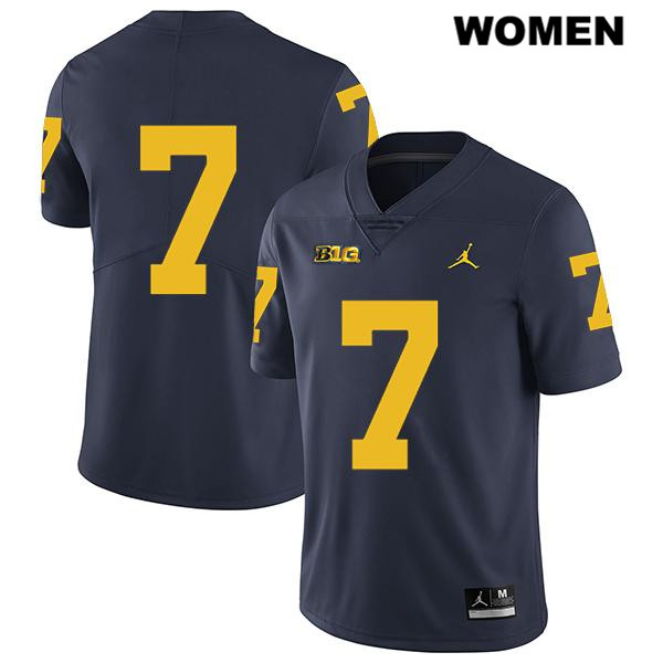 Women's NCAA Michigan Wolverines Tarik Black #7 No Name Navy Jordan Brand Authentic Stitched Legend Football College Jersey ZV25S74HZ